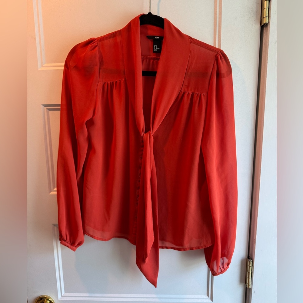 H&M Tie Front Orange Blouse